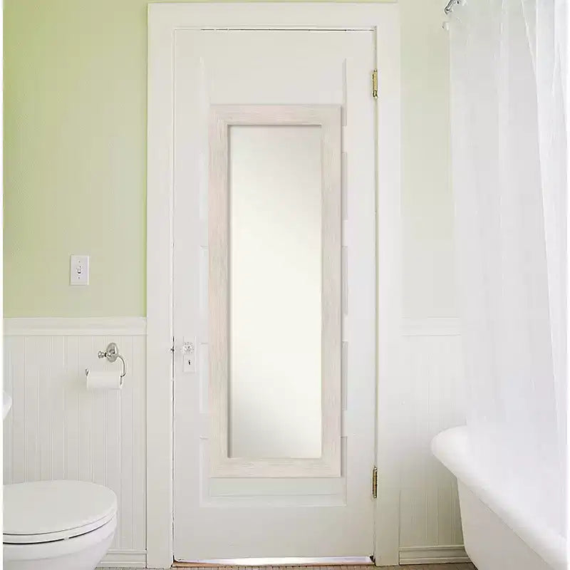 Specchio da parete/porta intero in legno massello bianco, singolo, 19" x 53"