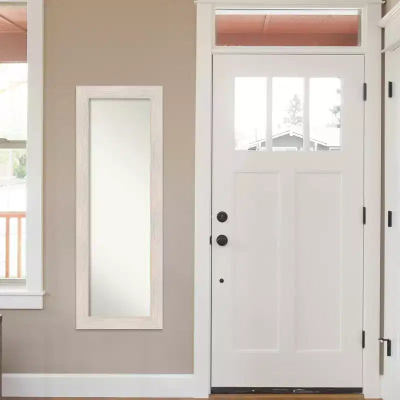 Specchio da parete/porta intero in legno massello bianco, singolo, 19" x 53"