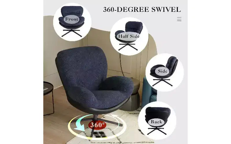 Poltrona girevole a 360° senza braccioli, a seduta singola, grigio scuro/grigio chiaro/blu navy