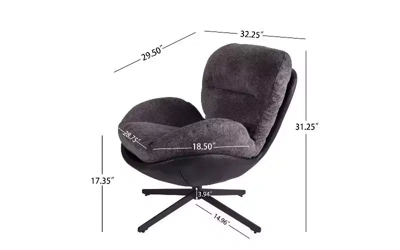 Poltrona girevole a 360° senza braccioli, a seduta singola, grigio scuro/grigio chiaro/blu navy