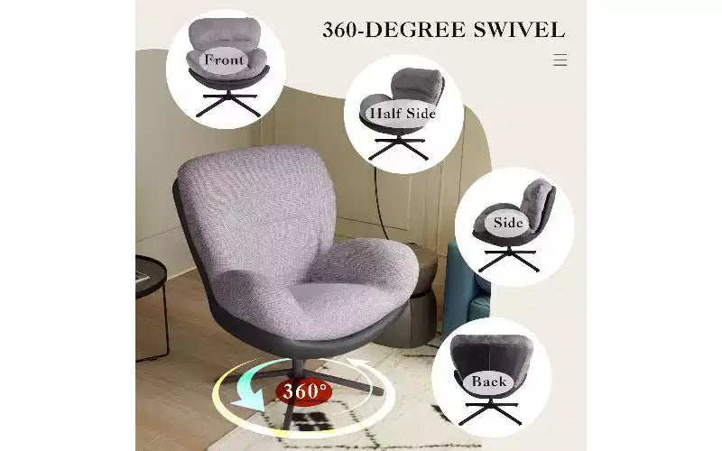 Poltrona girevole a 360° senza braccioli, a seduta singola, grigio scuro/grigio chiaro/blu navy