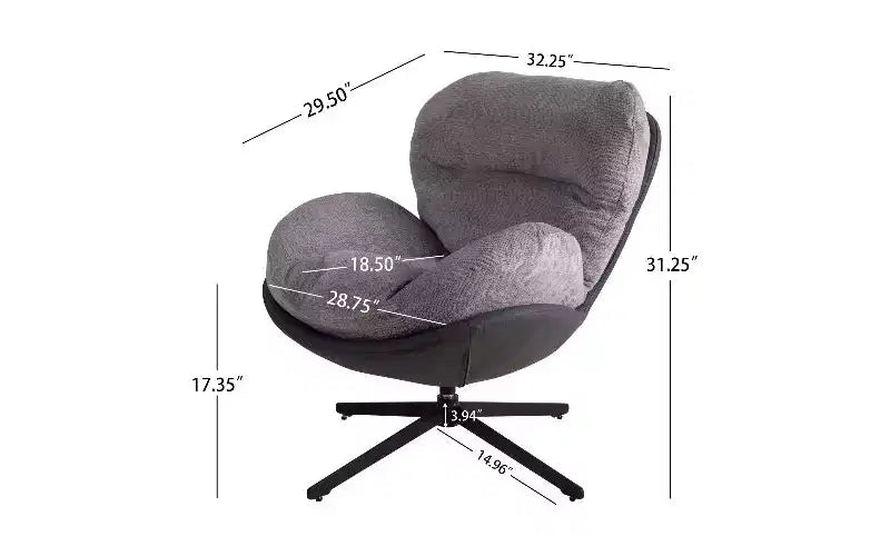 Poltrona girevole a 360° senza braccioli, a seduta singola, grigio scuro/grigio chiaro/blu navy