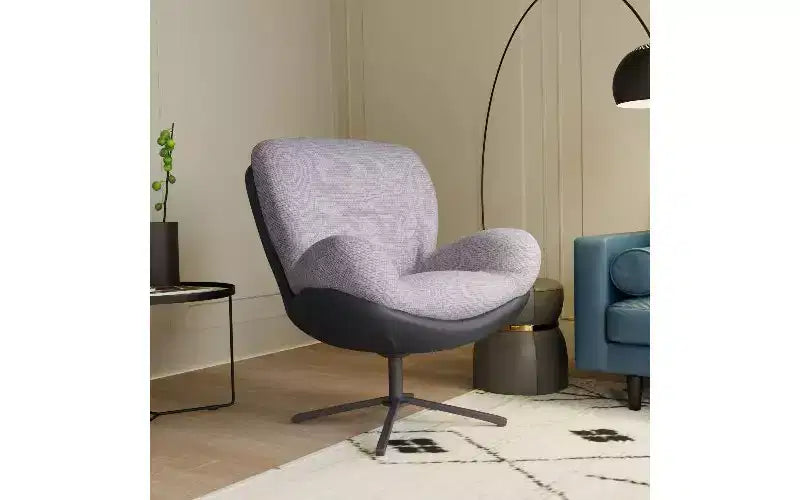 Poltrona girevole a 360° senza braccioli, a seduta singola, grigio scuro/grigio chiaro/blu navy