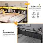 Daybed Angolare a L a Grandezza Naturale Nero con Luci LED, Contenitore e Stazione di Ricarica, per 1 Persona