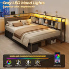 Daybed Angolare a L a Grandezza Naturale Nero con Luci LED, Contenitore e Stazione di Ricarica, per 1 Persona