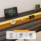 Daybed Angolare a L a Grandezza Naturale Nero con Luci LED, Contenitore e Stazione di Ricarica, per 1 Persona