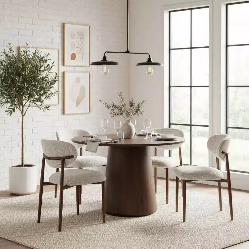Sedia da pranzo imbottita bianca e nera, sedia laterale senza braccioli con schienale curvo, set da 4