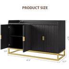 Credenza scanalata nera/grigia con contenitore, mobile a 4 ante per soggiorno e cucina