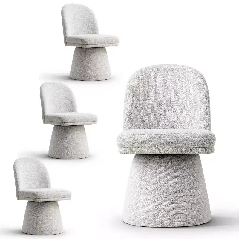 Set di 4 sedie da pranzo imbottite girevoli senza braccioli, colore beige