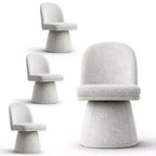 Set di 4 sedie da pranzo imbottite girevoli senza braccioli, colore beige