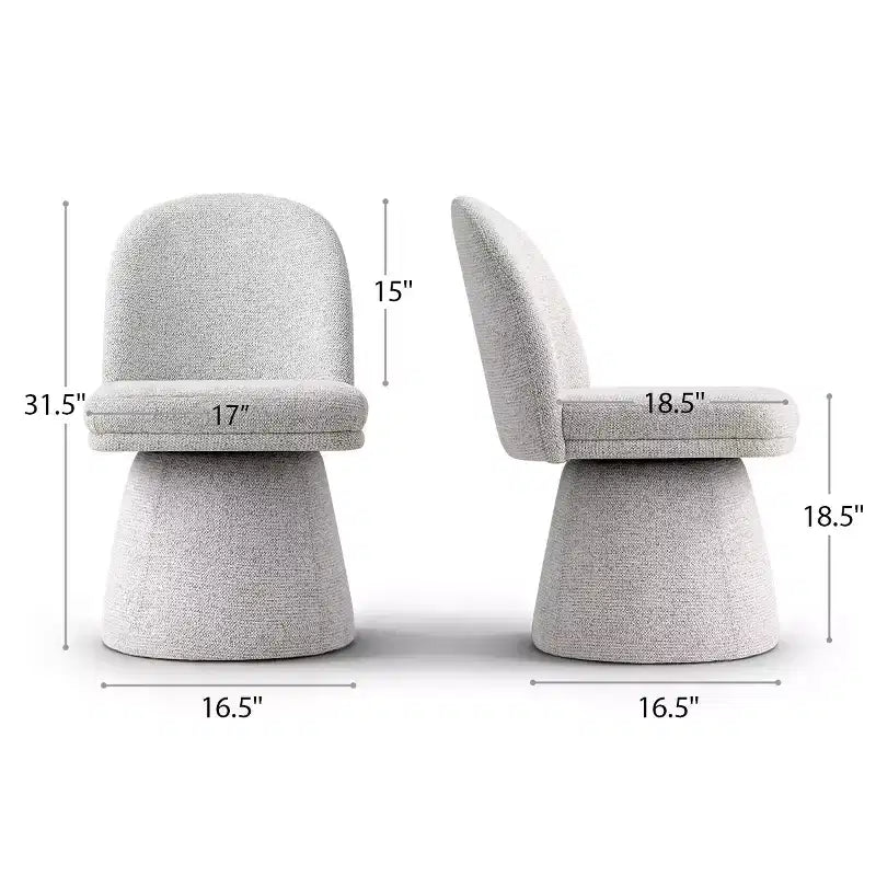 Set di 4 sedie da pranzo imbottite girevoli senza braccioli, colore beige