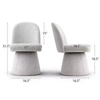 Set di 4 sedie da pranzo imbottite girevoli senza braccioli, colore beige