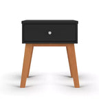 Comodino Dusty Heather / Ebony / White Natural a 1 cassetto in stile Mid-Century per Camera Singola