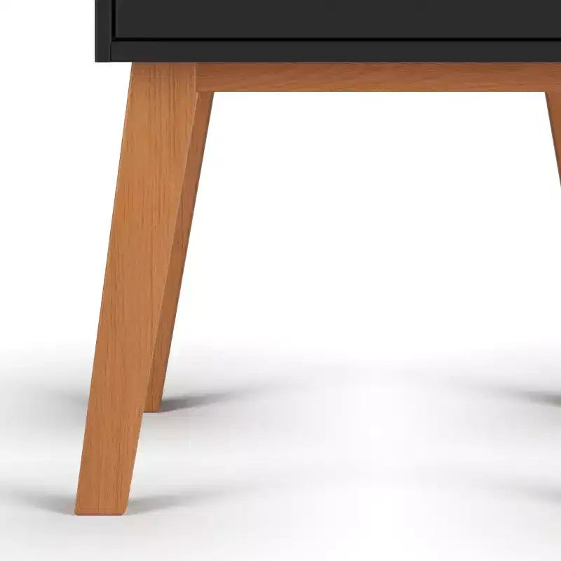 Comodino Dusty Heather / Ebony / White Natural a 1 cassetto in stile Mid-Century per Camera Singola
