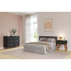 Comodino Dusty Heather / Ebony / White Natural a 1 cassetto in stile Mid-Century per Camera Singola