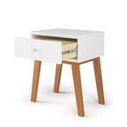 Comodino Dusty Heather / Ebony / White Natural a 1 cassetto in stile Mid-Century per Camera Singola