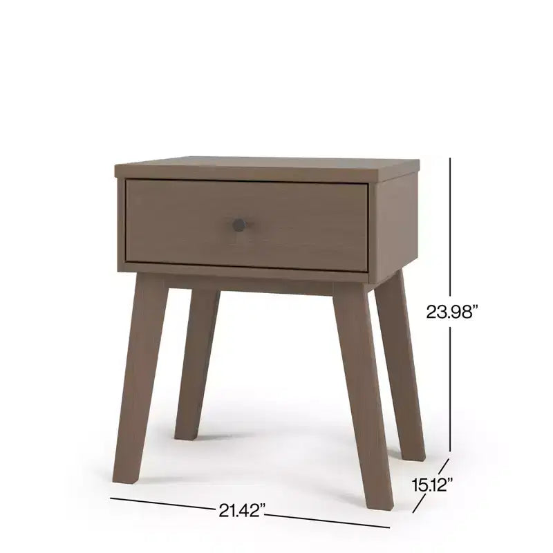 Comodino Dusty Heather / Ebony / White Natural a 1 cassetto in stile Mid-Century per Camera Singola
