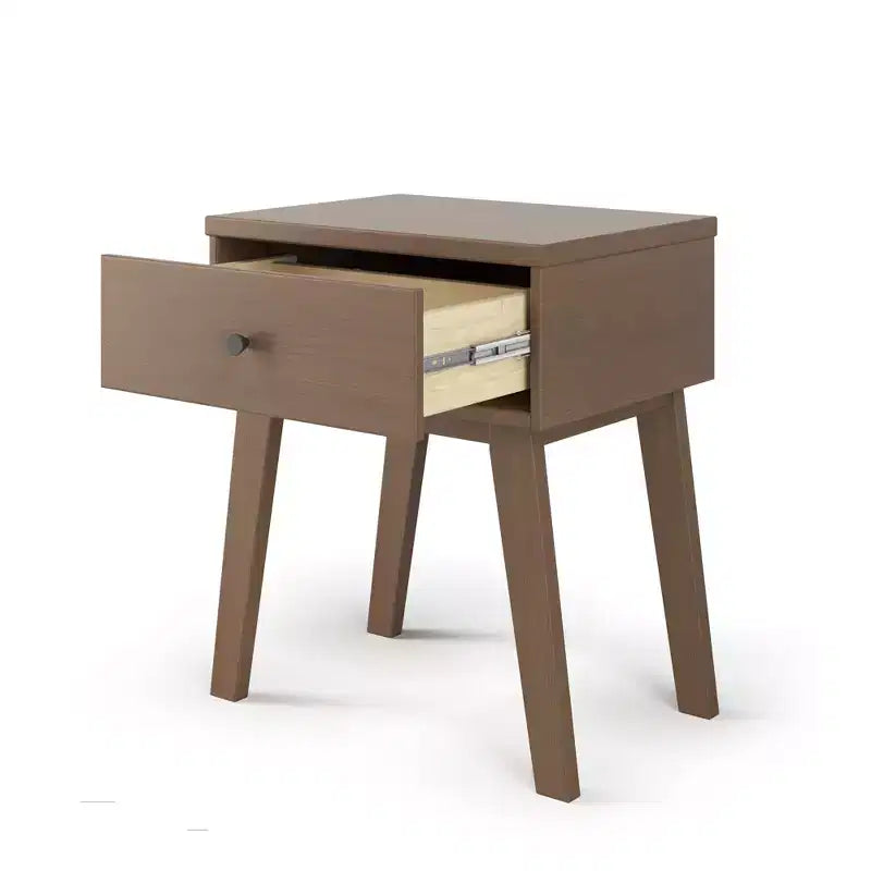 Comodino Dusty Heather / Ebony / White Natural a 1 cassetto in stile Mid-Century per Camera Singola