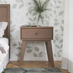 Comodino Dusty Heather / Ebony / White Natural a 1 cassetto in stile Mid-Century per Camera Singola