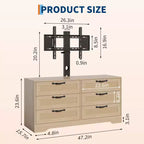 Mobile TV nero/legno da 120 cm con supporto, console di intrattenimento in rattan a 6 cassetti per TV da 32-85", montaggio da 2 persone
