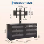 Mobile TV nero/legno da 120 cm con supporto, console di intrattenimento in rattan a 6 cassetti per TV da 32-85", montaggio da 2 persone