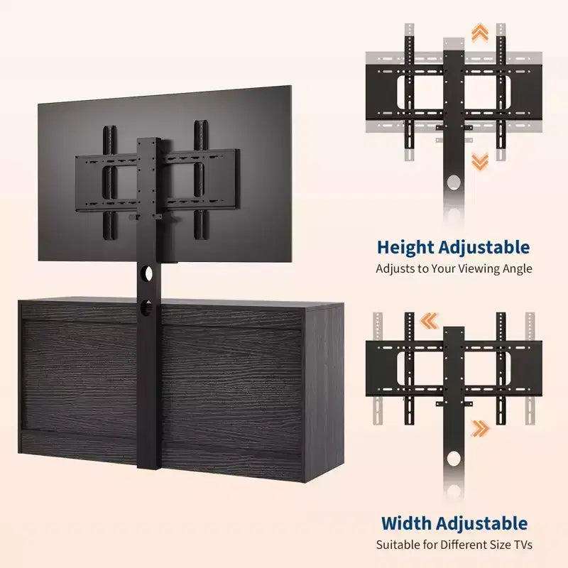Mobile TV nero/legno da 120 cm con supporto, console di intrattenimento in rattan a 6 cassetti per TV da 32-85", montaggio da 2 persone