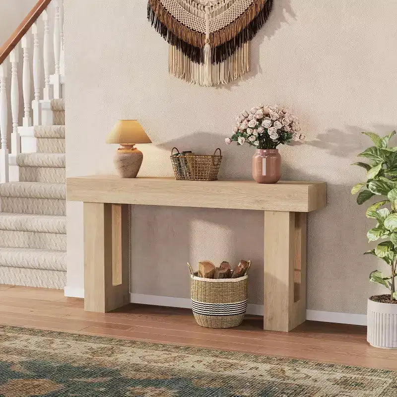 Tavolo Console da Fattoria Marrone/Naturale da 63", Pezzo Unico