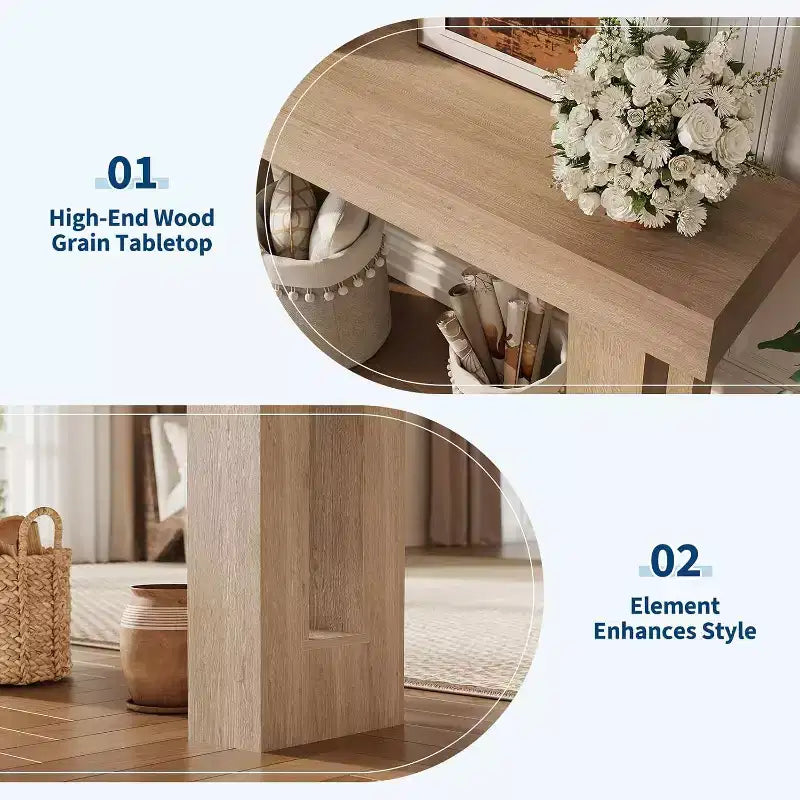 Tavolo Console da Fattoria Marrone/Naturale da 63", Pezzo Unico