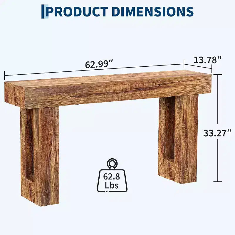 Tavolo Console da Fattoria Marrone/Naturale da 63", Pezzo Unico
