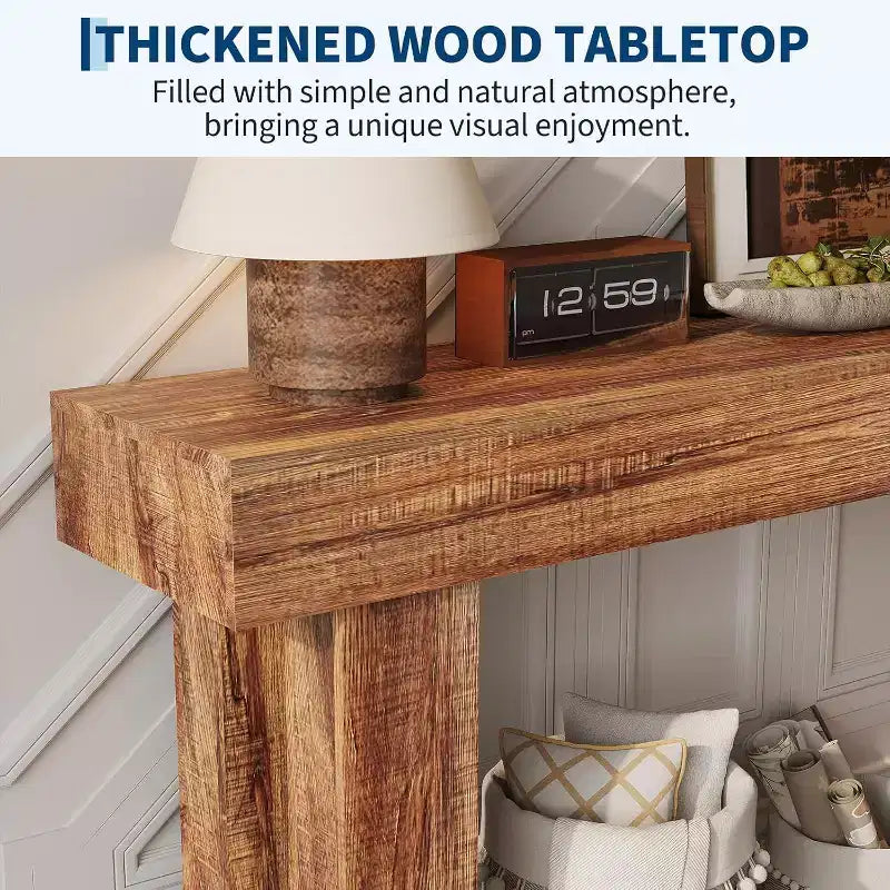 Tavolo Console da Fattoria Marrone/Naturale da 63", Pezzo Unico