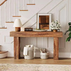 Tavolo Console da Fattoria Marrone/Naturale da 63", Pezzo Unico