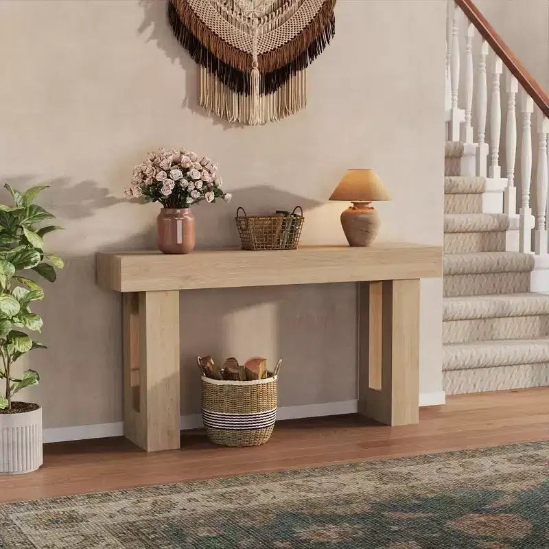 Tavolo Console da Fattoria Marrone/Naturale da 63", Pezzo Unico