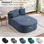 Divano a sdraio in velluto a coste beige/nero/blu/grigio/verde, a 2 posti, con cuscini