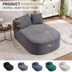 Divano a sdraio in velluto a coste beige/nero/blu/grigio/verde, a 2 posti, con cuscini