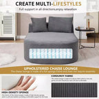 Divano a sdraio in velluto a coste beige/nero/blu/grigio/verde, a 2 posti, con cuscini