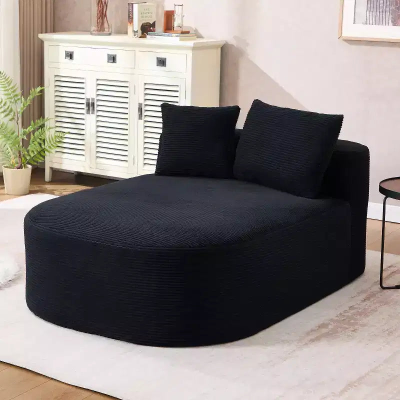 Divano a sdraio in velluto a coste beige/nero/blu/grigio/verde, a 2 posti, con cuscini