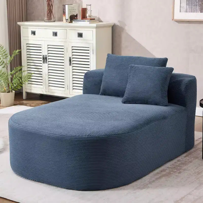 Divano a sdraio in velluto a coste beige/nero/blu/grigio/verde, a 2 posti, con cuscini