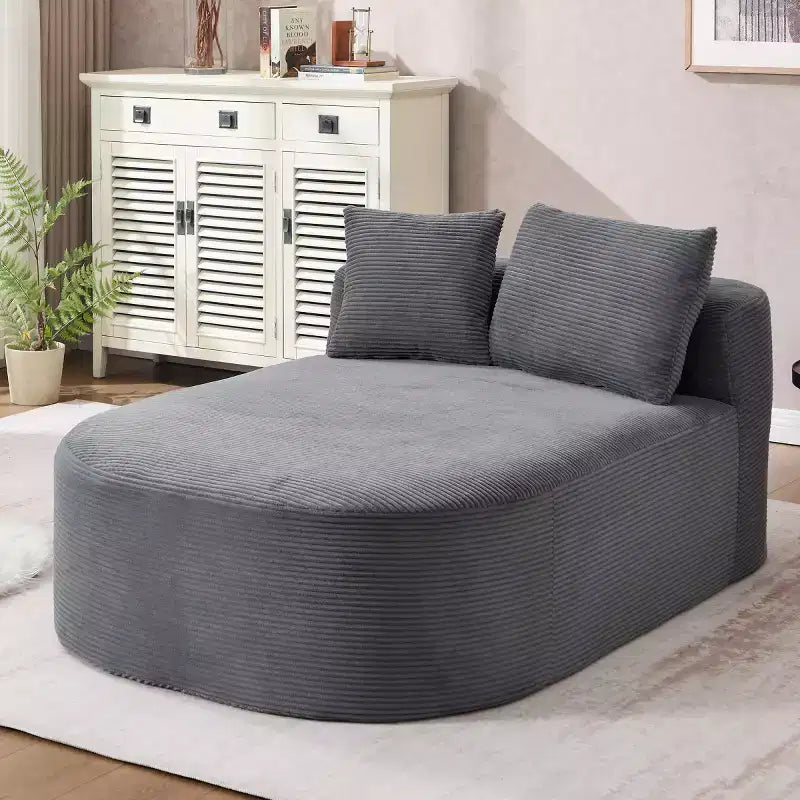 Divano a sdraio in velluto a coste beige/nero/blu/grigio/verde, a 2 posti, con cuscini