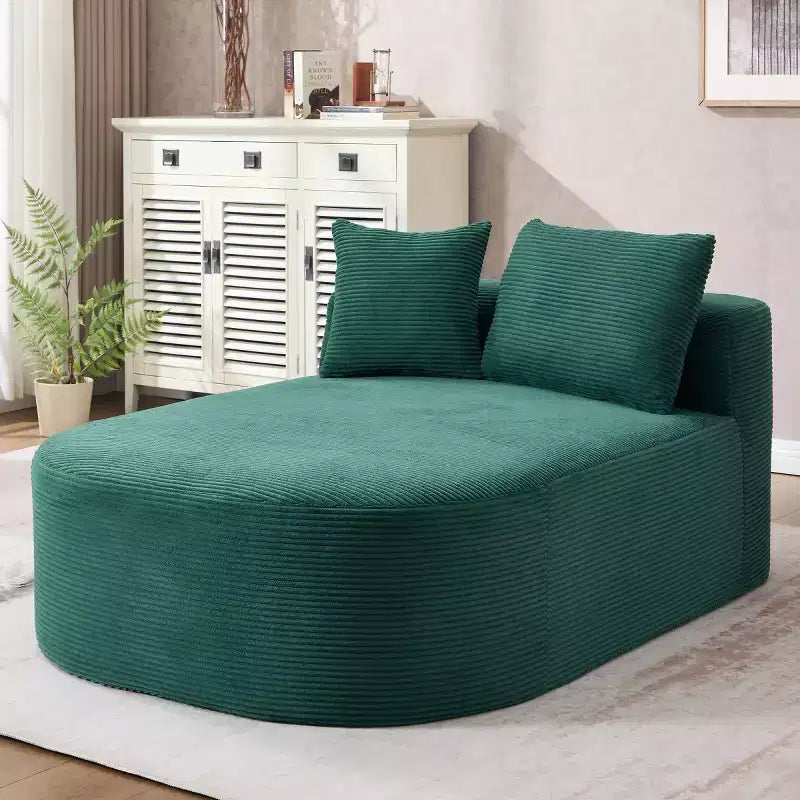 Divano a sdraio in velluto a coste beige/nero/blu/grigio/verde, a 2 posti, con cuscini