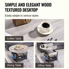 Tavolino da caffè rotondo rialzabile grigio scuro con contenitore, monoposto