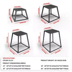 Set di Plyobox in acciaio nero, antiscivolo, 1 persona, 3 pezzi (12+18+24 in)
