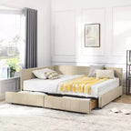 Letto da giorno imbottito capitonné una piazza e mezza in beige scuro con schienale e braccioli, 1-2 persone