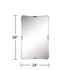 Specchio da parete rettangolare nero e ottone, singolo, 24"L × 38"H