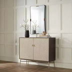 Specchio da parete rettangolare nero e ottone, singolo, 24"L × 38"H