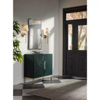 Specchio da parete rettangolare nero e ottone, singolo, 24"L × 38"H