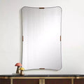 Specchio da parete rettangolare nero e ottone, singolo, 24"L × 38"H