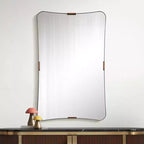 Specchio da parete rettangolare nero e ottone, singolo, 24"L × 38"H