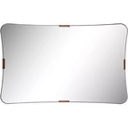 Specchio da parete rettangolare nero e ottone, singolo, 24"L × 38"H