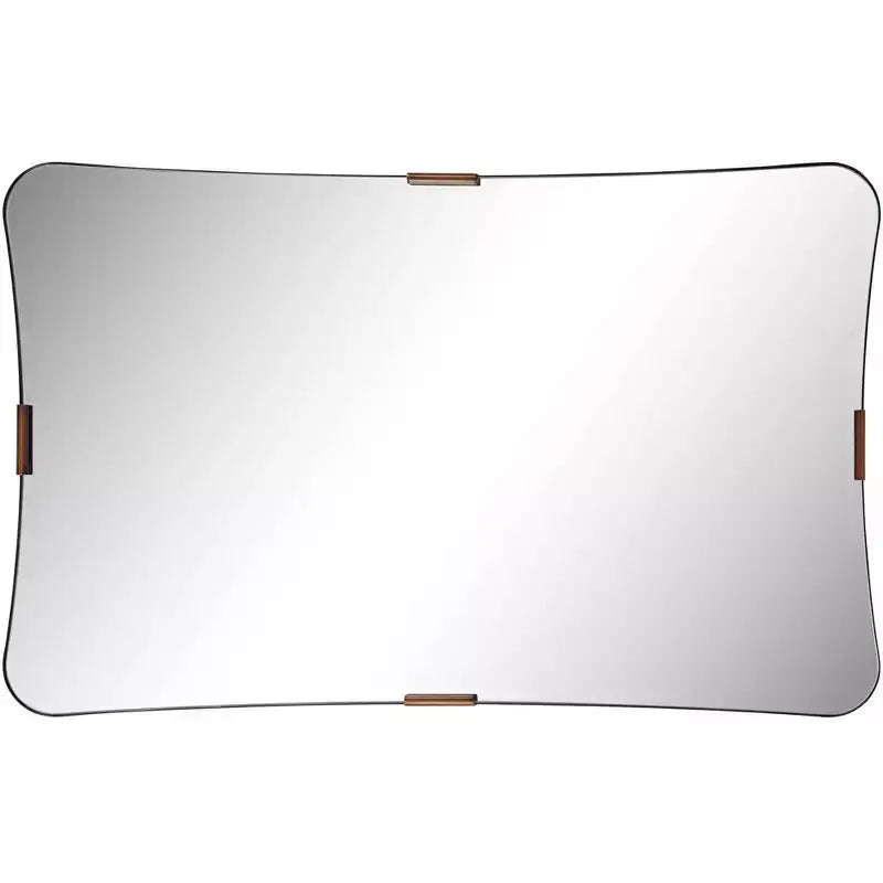Specchio da parete rettangolare nero e ottone, singolo, 24"L × 38"H