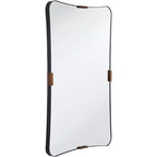 Specchio da parete rettangolare nero e ottone, singolo, 24"L × 38"H